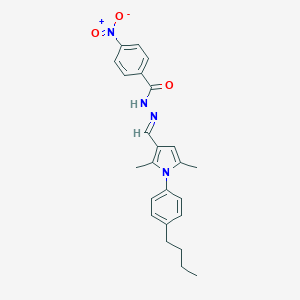 molecular formula C24H26N4O3 B313445 N'~1~-{(E)-1-[1-(4-BUTYLPHENYL)-2,5-DIMETHYL-1H-PYRROL-3-YL]METHYLIDENE}-4-NITROBENZOHYDRAZIDE 