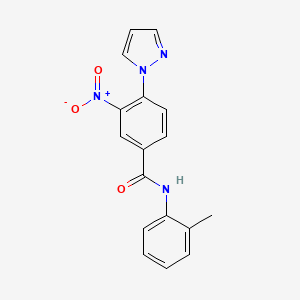 molecular formula C17H14N4O3 B3134467 N-(2-methylphenyl)-3-nitro-4-(1H-pyrazol-1-yl)benzenecarboxamide CAS No. 400080-60-6