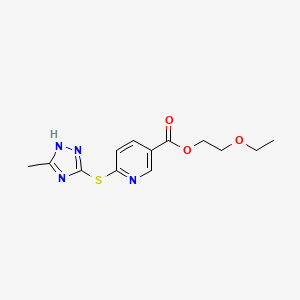 molecular formula C13H16N4O3S B3134474 2-ethoxyethyl 6-[(5-methyl-1H-1,2,4-triazol-3-yl)sulfanyl]pyridine-3-carboxylate CAS No. 400080-66-2
