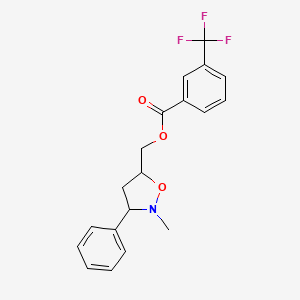 molecular formula C19H18F3NO3 B3134777 (2-Methyl-3-phenyltetrahydro-5-isoxazolyl)methyl 3-(trifluoromethyl)benzenecarboxylate CAS No. 400083-50-3