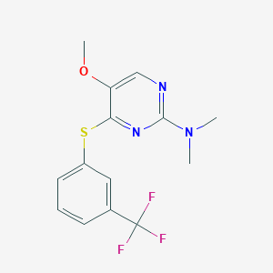 molecular formula C14H14F3N3OS B3134809 N-(5-methoxy-4-{[3-(trifluoromethyl)phenyl]sulfanyl}-2-pyrimidinyl)-N,N-dimethylamine CAS No. 400083-96-7