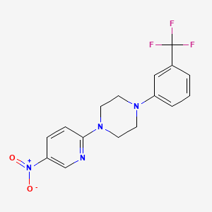 molecular formula C16H15F3N4O2 B3135307 1-(5-Nitro-2-pyridinyl)-4-[3-(trifluoromethyl)phenyl]piperazine CAS No. 400088-85-9
