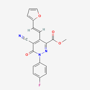 molecular formula C19H12FN3O4 B3135388 methyl 5-cyano-1-(4-fluorophenyl)-4-[(E)-2-(furan-2-yl)ethenyl]-6-oxopyridazine-3-carboxylate CAS No. 400736-60-9