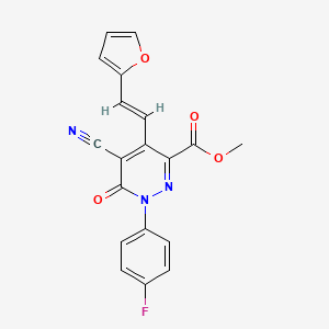 methyl 5-cyano-1-(4-fluorophenyl)-4-[(E)-2-(furan-2-yl)ethenyl]-6-oxopyridazine-3-carboxylate