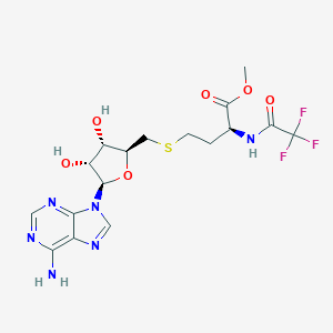 molecular formula C17H21F3N6O6S B031357 Methyl (2S)-4-[[(2S,3S,4R,5R)-5-(6-aminopurin-9-yl)-3,4-dihydroxyoxolan-2-yl]methylsulfanyl]-2-[(2,2,2-trifluoroacetyl)amino]butanoate CAS No. 100804-01-1