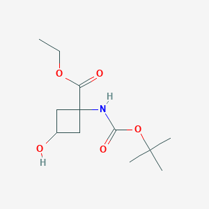 molecular formula C12H21NO5 B3136274 ethyl cis-1-(tert-butoxycarbonylamino)-3-hydroxy-cyclobutanecarboxylate CAS No. 413597-67-8