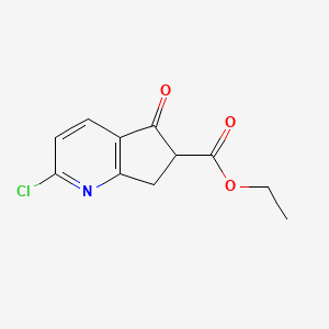 molecular formula C11H10ClNO3 B3136401 Ethyl 2-chloro-5-oxo-6,7-dihydro-5H-cyclopenta[b]pyridine-6-carboxylate CAS No. 41598-57-6