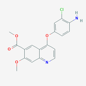 molecular formula C18H15ClN2O4 B3136500 Methyl 4-(4-amino-3-chlorophenoxy)-7-methoxy-6-quinolinecarboxylate CAS No. 417723-07-0