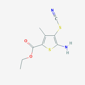 molecular formula C9H10N2O2S2 B3136561 Ethyl 5-amino-3-methyl-4-thiocyanatothiophene-2-carboxylate CAS No. 41940-49-2