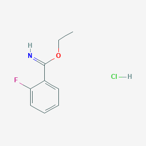 molecular formula C9H11ClFNO B3136890 Ethyl 2-Fluorobenzimidate Hydrochloride CAS No. 4278-04-0