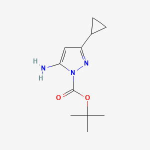 molecular formula C11H17N3O2 B3137312 tert-butyl 5-amino-3-cyclopropyl-1H-pyrazole-1-carboxylate CAS No. 437982-59-7
