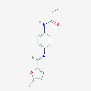 molecular formula C14H13IN2O2 B313734 N-[4-[(5-iodofuran-2-yl)methylideneamino]phenyl]propanamide 