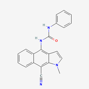 molecular formula C21H16N4O B3137403 N-(9-cyano-1-methyl-1H-benzo[f]indol-4-yl)-N'-phenylurea CAS No. 439095-03-1