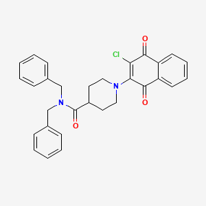 molecular formula C30H27ClN2O3 B3137587 N,N-dibenzyl-1-(3-chloro-1,4-dioxo-1,4-dihydro-2-naphthalenyl)-4-piperidinecarboxamide CAS No. 439108-65-3