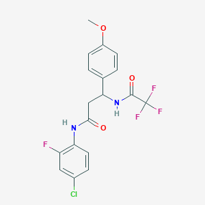 molecular formula C18H15ClF4N2O3 B3137603 N-(4-chloro-2-fluorophenyl)-3-(4-methoxyphenyl)-3-[(2,2,2-trifluoroacetyl)amino]propanamide CAS No. 439108-90-4