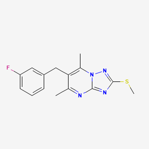 molecular formula C15H15FN4S B3137669 6-[(3-fluorophenyl)methyl]-5,7-dimethyl-2-(methylsulfanyl)-[1,2,4]triazolo[1,5-a]pyrimidine CAS No. 439111-27-0
