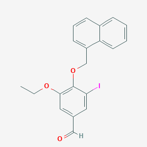 molecular formula C20H17IO3 B3137855 3-Ethoxy-5-iodo-4-(naphthalen-1-ylmethoxy)benzaldehyde CAS No. 443125-48-2