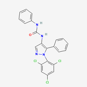 molecular formula C22H15Cl3N4O B3139353 N-phenyl-N'-[5-phenyl-1-(2,4,6-trichlorophenyl)-1H-pyrazol-4-yl]urea CAS No. 477713-89-6