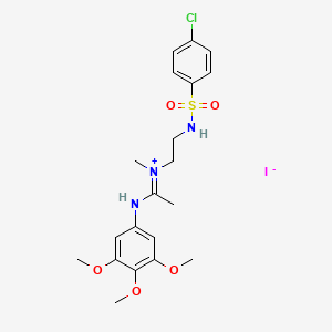 molecular formula C20H27ClIN3O5S B3139412 N-{(Z)-1-[(2-{[(4-chlorophenyl)sulfonyl]amino}ethyl)(methyl)amino]ethylidene}-3,4,5-trimethoxybenzenaminium iodide CAS No. 477762-93-9