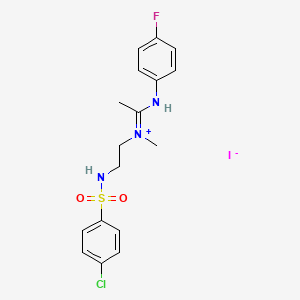 molecular formula C17H20ClFIN3O2S B3139418 N-{(Z)-1-[(2-{[(4-chlorophenyl)sulfonyl]amino}ethyl)(methyl)amino]ethylidene}-4-fluorobenzenaminium iodide CAS No. 477762-94-0