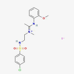 molecular formula C18H23ClIN3O3S B3139425 N-{(Z)-1-[(2-{[(4-chlorophenyl)sulfonyl]amino}ethyl)(methyl)amino]ethylidene}-2-methoxybenzenaminium iodide CAS No. 477762-97-3