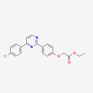 molecular formula C20H17ClN2O3 B3139807 Ethyl 2-{4-[4-(4-chlorophenyl)-2-pyrimidinyl]phenoxy}acetate CAS No. 477856-69-2