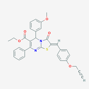 molecular formula C32H26N2O5S B314039 ETHYL (2Z)-5-(3-METHOXYPHENYL)-3-OXO-7-PHENYL-2-{[4-(PROP-2-YN-1-YLOXY)PHENYL]METHYLIDENE}-2H,3H,5H-[1,3]THIAZOLO[3,2-A]PYRIMIDINE-6-CARBOXYLATE 