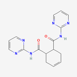 molecular formula C16H16N6O2 B3140691 N1,N2-bis(pyrimidin-2-yl)cyclohex-4-ene-1,2-dicarboxamide CAS No. 478033-98-6