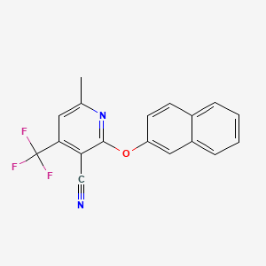 molecular formula C18H11F3N2O B3140916 6-Methyl-2-(2-naphthyloxy)-4-(trifluoromethyl)nicotinonitrile CAS No. 478049-81-9
