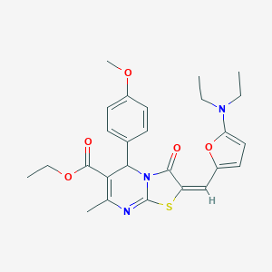 molecular formula C26H29N3O5S B314095 ETHYL (2E)-2-{[5-(DIETHYLAMINO)FURAN-2-YL]METHYLIDENE}-5-(4-METHOXYPHENYL)-7-METHYL-3-OXO-2H,3H,5H-[1,3]THIAZOLO[3,2-A]PYRIMIDINE-6-CARBOXYLATE 