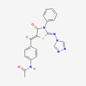 molecular formula C20H16N6O2S B3141093 N-(4-{[(5Z)-4-oxo-3-phenyl-2-[(4H-1,2,4-triazol-4-yl)imino]-1,3-thiazolidin-5-ylidene]methyl}phenyl)acetamide CAS No. 478077-88-2