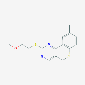 molecular formula C15H16N2OS2 B3141294 methyl 2-[(9-methyl-5H-thiochromeno[4,3-d]pyrimidin-2-yl)sulfanyl]ethyl ether CAS No. 478246-92-3