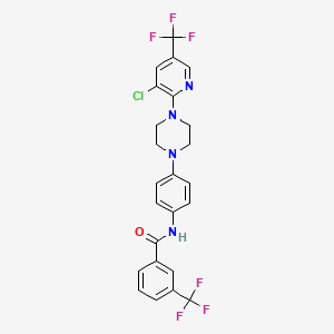 molecular formula C24H19ClF6N4O B3141460 N-(4-{4-[3-chloro-5-(trifluoromethyl)pyridin-2-yl]piperazin-1-yl}phenyl)-3-(trifluoromethyl)benzamide CAS No. 478262-20-3