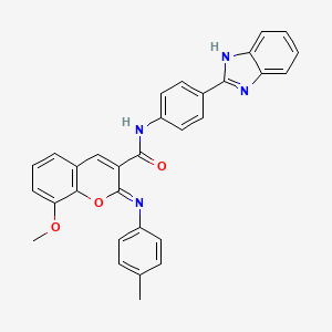 (2Z)-N-[4-(1H-benzimidazol-2-yl)phenyl]-8-methoxy-2-[(4-methylphenyl)imino]-2H-chromene-3-carboxamide