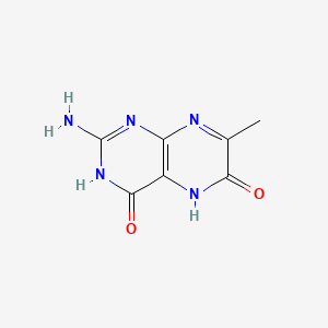 molecular formula C7H7N5O2 B3141932 2-Amino-1,5-dihydro-7-methylpteridine-4,6-dione CAS No. 492-10-4