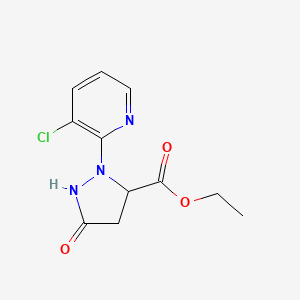 molecular formula C11H12ClN3O3 B3142184 Ethyl 2-(3-chloropyridin-2-yl)-5-oxopyrazolidine-3-carboxylate CAS No. 500011-88-1
