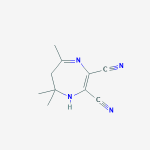molecular formula C10H12N4 B3143141 5,7,7-trimethyl-6,7-dihydro-1H-1,4-diazepine-2,3-dicarbonitrile CAS No. 51802-58-5