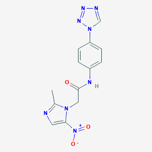 molecular formula C13H12N8O3 B314353 2-(2-METHYL-5-NITRO-1H-IMIDAZOL-1-YL)-N-[4-(1H-1,2,3,4-TETRAZOL-1-YL)PHENYL]ACETAMIDE 