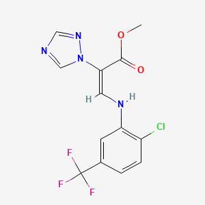 molecular formula C13H10ClF3N4O2 B3144439 methyl (E)-3-[2-chloro-5-(trifluoromethyl)anilino]-2-(1,2,4-triazol-1-yl)prop-2-enoate CAS No. 551930-70-2