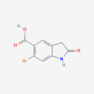 molecular formula C9H6BrNO3 B3144682 6-Bromo-2-oxo-2,3-dihydro-1H-indole-5-carboxylic acid CAS No. 557093-36-4