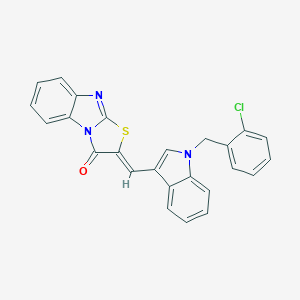 molecular formula C25H16ClN3OS B314547 2-{(Z)-1-[1-(2-CHLOROBENZYL)-1H-INDOL-3-YL]METHYLIDENE}[1,3]THIAZOLO[3,2-A][1,3]BENZIMIDAZOL-3-ONE 