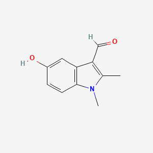 molecular formula C11H11NO2 B3145539 5-Hydroxy-1,2-dimethyl-1H-indole-3-carbaldehyde CAS No. 57666-21-4