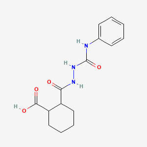 molecular formula C15H19N3O4 B3145789 2-(2-(phenylcarbamoyl)hydrazine-1-carbonyl)cyclohexane-1-carboxylic acid CAS No. 581781-84-2