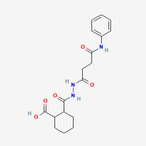 molecular formula C18H23N3O5 B3145802 2-(2-(4-Oxo-4-(phenylamino)butanoyl)hydrazine-1-carbonyl)cyclohexane-1-carboxylic acid CAS No. 581781-90-0