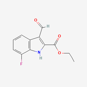 molecular formula C12H10FNO3 B3145949 Ethyl 7-fluoro-3-formyl-1H-indole-2-carboxylate CAS No. 586336-60-9