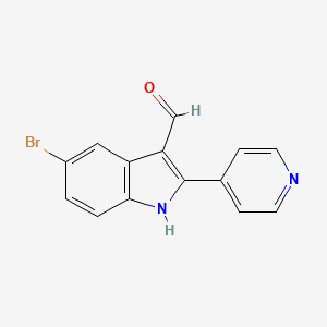 molecular formula C14H9BrN2O B3146021 5-Bromo-2-(pyridin-4-yl)-1H-indole-3-carbaldehyde CAS No. 587828-42-0