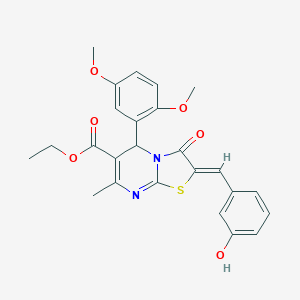 molecular formula C25H24N2O6S B314637 ETHYL (2Z)-5-(2,5-DIMETHOXYPHENYL)-2-[(3-HYDROXYPHENYL)METHYLIDENE]-7-METHYL-3-OXO-2H,3H,5H-[1,3]THIAZOLO[3,2-A]PYRIMIDINE-6-CARBOXYLATE 
