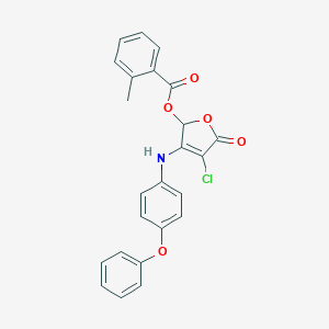 molecular formula C24H18ClNO5 B314694 4-chloro-5-oxo-3-[(4-phenoxyphenyl)amino]-2,5-dihydrofuran-2-yl 2-methylbenzoate 