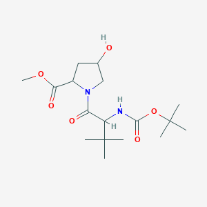 molecular formula C17H30N2O6 B3147737 L-Proline, N-[(1,1-dimethylethoxy)carbonyl]-3-methyl-L-valyl-4-hydroxy-,methyl ester, (4S)- CAS No. 630421-45-3