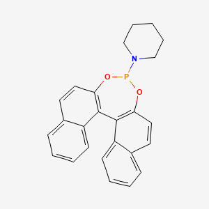 molecular formula C25H22NO2P B3148101 1-(12,14-dioxa-13-phosphapentacyclo[13.8.0.02,11.03,8.018,23]tricosa-1(15),2(11),3,5,7,9,16,18,20,22-decaen-13-yl)piperidine CAS No. 636559-55-2